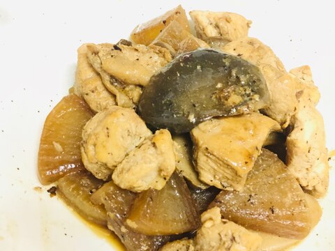 エリンギ大根鶏胸肉のにんにく醤油炒め煮